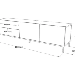 Meuble TV Luvio Pieds Métal - Venprodin - 170 Cm Chêne -Pas Cher Mobiliora Magasin meuble tv 22132097