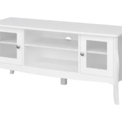 Baroque Meuble TV, 2 Portes, + Compartiment Ouvert, Blanc Laqué. -Pas Cher Mobiliora Magasin meuble tv 22162399