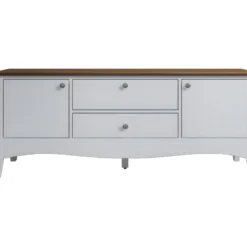Lissabon Table TV 2 Portes, 1 Tiroir Og 1 Claquement De Porte Blanc,marron.
