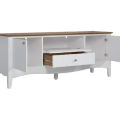 Lissabon Table TV 2 Portes, 1 Tiroir Og 1 Claquement De Porte Blanc,marron. -Pas Cher Mobiliora Magasin meuble tv 22162697