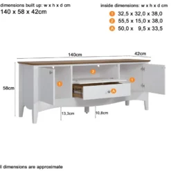 Lissabon Table TV 2 Portes, 1 Tiroir Og 1 Claquement De Porte Blanc,marron. -Pas Cher Mobiliora Magasin meuble tv 22162703