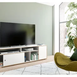 Jesper Table TV 2 Portes Blanche. -Pas Cher Mobiliora Magasin meuble tv 22162977