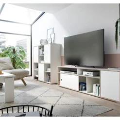 Jesper Table TV 2 Portes Blanche. -Pas Cher Mobiliora Magasin meuble tv 22162979