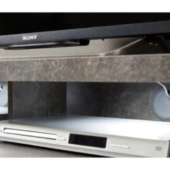 Mood Meuble TV 2 Portes, 2 Tiroirs, 4 Espaces De Rangement, 2 Rabats Blanc, Décor Pierre. -Pas Cher Mobiliora Magasin meuble tv 22163043