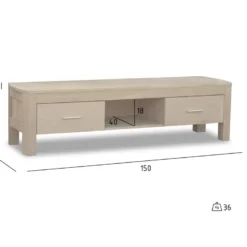Veneto Meuble TV Avec 2 Tiroirs Et Un Plateau En Chêne Blanc Délavé. -Pas Cher Mobiliora Magasin meuble tv 22163125