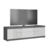 Scout Table TV 2 Portes, 2 Tiroirs Gris. -Pas Cher Mobiliora Magasin meuble tv 22163127