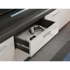 Scout Table TV 2 Portes, 2 Tiroirs Gris. -Pas Cher Mobiliora Magasin meuble tv 22163135