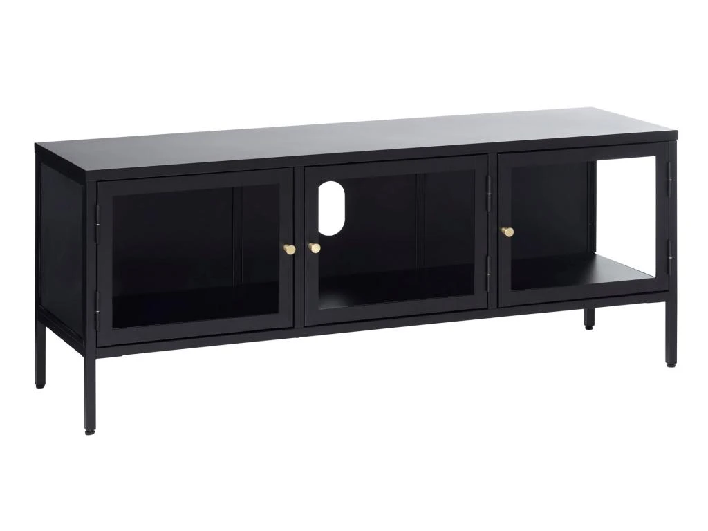 Carmel Meuble TV 3 Portes En Verre Noir. 4 Carmel Meuble TV 3 Portes En Verre Noir. – Image 2