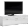 Linus Table TV 2 Portes, 1 Tiroir Blanche. 1 Linus Table TV 2 Portes, 1 Tiroir Blanche. -Pas Cher Mobiliora Magasin meuble tv 22163657