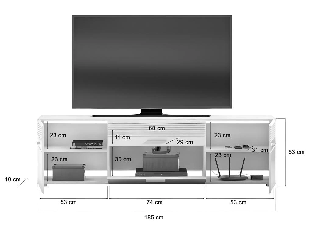 Linus Table TV 2 Portes, 1 Tiroir Blanche. 6 Linus Table TV 2 Portes, 1 Tiroir Blanche. – Image 4