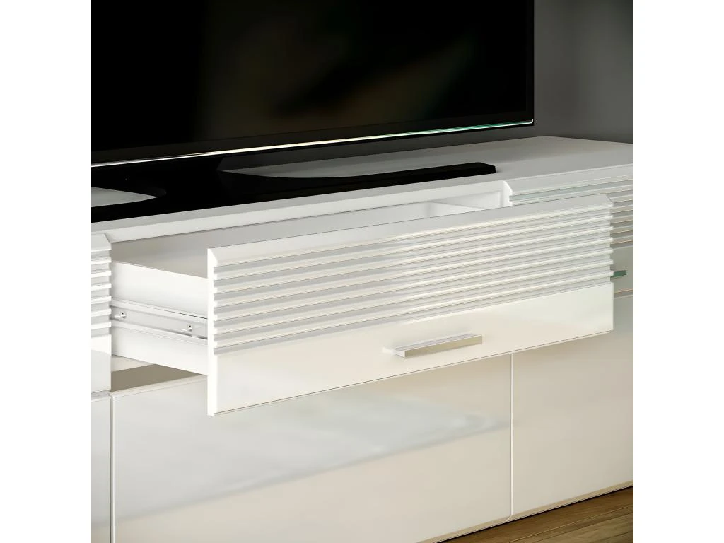 Linus Table TV 2 Portes, 1 Tiroir Blanche. 7 Linus Table TV 2 Portes, 1 Tiroir Blanche. – Image 5