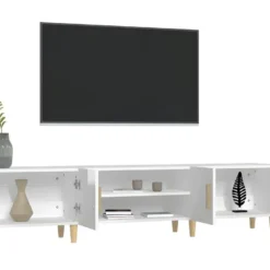 Meuble TV Blanc Brillant 180x31,5x40 Cm Bois D'ingénierie -Pas Cher Mobiliora Magasin meuble tv 22348427