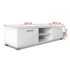 Meuble Télé Buffet Tv Télévision Design Pratique à Haute Brillance Blanc 120 Cm 2502039 -Pas Cher Mobiliora Magasin meuble tv 22365329