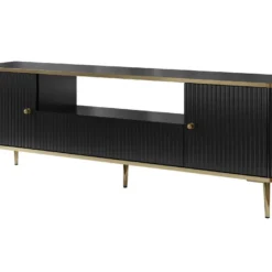 Meuble TV Avec 2 Portes, 1 Tiroir Et 1 Niche En MDF Et Acier - Noir Et Doré - SINEAD De Pascal MORABITO 8 Meuble TV Avec 2 Portes, 1 Tiroir Et 1 Niche En MDF Et Acier - Noir Et Doré - SINEAD De Pascal MORABITO -Pas Cher Mobiliora Magasin meuble tv 22482347