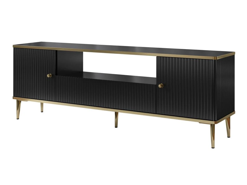 Meuble TV Avec 2 Portes, 1 Tiroir Et 1 Niche En MDF Et Acier - Noir Et Doré - SINEAD De Pascal MORABITO 5 Meuble TV Avec 2 Portes, 1 Tiroir Et 1 Niche En MDF Et Acier - Noir Et Doré - SINEAD De Pascal MORABITO – Image 3