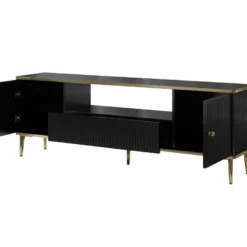 Meuble TV Avec 2 Portes, 1 Tiroir Et 1 Niche En MDF Et Acier - Noir Et Doré - SINEAD De Pascal MORABITO 9 Meuble TV Avec 2 Portes, 1 Tiroir Et 1 Niche En MDF Et Acier - Noir Et Doré - SINEAD De Pascal MORABITO -Pas Cher Mobiliora Magasin meuble tv 22482351