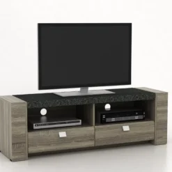 Meuble TV METEORITE - 2 Niches & 2 Tiroirs - MDF Plateau Effet Granite 22 Meuble TV METEORITE - 2 Niches & 2 Tiroirs - MDF Plateau Effet Granite -Pas Cher Mobiliora Magasin meuble tv 225729