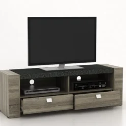 Meuble TV METEORITE - 2 Niches & 2 Tiroirs - MDF Plateau Effet Granite 20 Meuble TV METEORITE - 2 Niches & 2 Tiroirs - MDF Plateau Effet Granite -Pas Cher Mobiliora Magasin meuble tv 225731