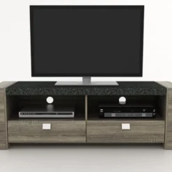 Meuble TV METEORITE - 2 Niches & 2 Tiroirs - MDF Plateau Effet Granite 21 Meuble TV METEORITE - 2 Niches & 2 Tiroirs - MDF Plateau Effet Granite -Pas Cher Mobiliora Magasin meuble tv 225735