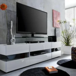 Meuble TV - Mélaminé - Blanc - 169 - 43 - 43,5 Cm -Pas Cher Mobiliora Magasin meuble tv 22703951