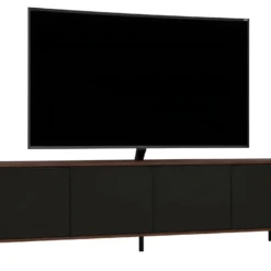 Meuble TV 80 Pouces 4 Portes 4 Niches Châtaignier Et Noir