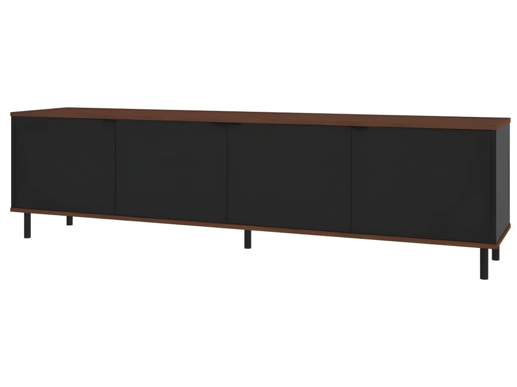 Meuble TV 80 Pouces 4 Portes 4 Niches Châtaignier Et Noir 6 Meuble TV 80 Pouces 4 Portes 4 Niches Châtaignier Et Noir – Image 4