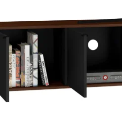 Meuble TV 80 Pouces 4 Portes 4 Niches Châtaignier Et Noir 11 Meuble TV 80 Pouces 4 Portes 4 Niches Châtaignier Et Noir -Pas Cher Mobiliora Magasin meuble tv 22970053