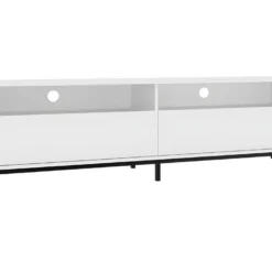 Meuble TV 70 Pouces 2 Abattants 4 Niches Blanc Pieds Métal 10 Meuble TV 70 Pouces 2 Abattants 4 Niches Blanc Pieds Métal -Pas Cher Mobiliora Magasin meuble tv 22970083