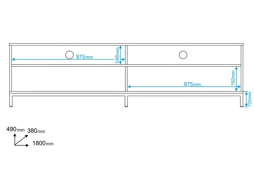 Meuble TV 70 Pouces 2 Abattants 4 Niches Blanc Pieds Métal 7 Meuble TV 70 Pouces 2 Abattants 4 Niches Blanc Pieds Métal – Image 5