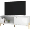 Meuble TV 65 Pouces Blanc 1 Porte Coulissante 2 Niches -Pas Cher Mobiliora Magasin meuble tv 22970087
