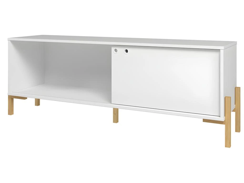 Meuble TV 65 Pouces Blanc 1 Porte Coulissante 2 Niches 6 Meuble TV 65 Pouces Blanc 1 Porte Coulissante 2 Niches – Image 4