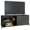 Meuble TV Bar 60 Pouces Noir 1 Porte 4 Niches Pieds Métal Ronds 2 Meuble TV Bar 60 Pouces Noir 1 Porte 4 Niches Pieds Métal Ronds -Pas Cher Mobiliora Magasin meuble tv 22970097
