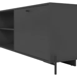 Meuble TV Bar 60 Pouces Noir 1 Porte 4 Niches Pieds Métal Ronds 10 Meuble TV Bar 60 Pouces Noir 1 Porte 4 Niches Pieds Métal Ronds -Pas Cher Mobiliora Magasin meuble tv 22970103
