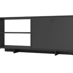 Meuble TV Bar 60 Pouces Noir 1 Porte 4 Niches Pieds Métal Ronds 11 Meuble TV Bar 60 Pouces Noir 1 Porte 4 Niches Pieds Métal Ronds -Pas Cher Mobiliora Magasin meuble tv 22970105
