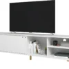Meuble TV 80 Pouces Blanc 1 Porte Coulissante 4 Niches -Pas Cher Mobiliora Magasin meuble tv 22970117