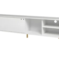 Meuble TV 80 Pouces Blanc 1 Porte Coulissante 4 Niches -Pas Cher Mobiliora Magasin meuble tv 22970125