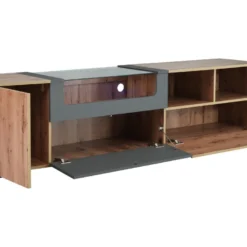 Meuble TV 190 Cm - Avec LED Et Espace D'exposition En Verre - Style Campagnard - Gris & Naturel 14 Meuble TV 190 Cm - Avec LED Et Espace D'exposition En Verre - Style Campagnard - Gris & Naturel -Pas Cher Mobiliora Magasin meuble tv 22991469