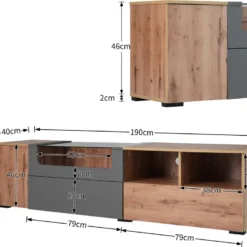 Meuble TV 190 Cm - Avec LED Et Espace D'exposition En Verre - Style Campagnard - Gris & Naturel 16 Meuble TV 190 Cm - Avec LED Et Espace D'exposition En Verre - Style Campagnard - Gris & Naturel -Pas Cher Mobiliora Magasin meuble tv 22991473