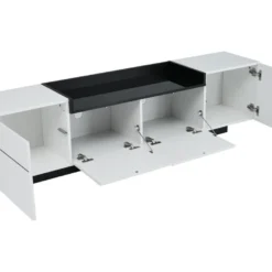 Meuble TV 170cm Avec Trois Portes - Noir Brillant & Blanc -Pas Cher Mobiliora Magasin meuble tv 23009377