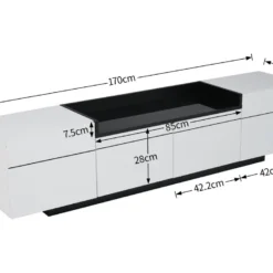 Meuble TV 170cm Avec Trois Portes - Noir Brillant & Blanc -Pas Cher Mobiliora Magasin meuble tv 23009379