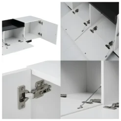 Meuble TV 170cm Avec Trois Portes - Noir Brillant & Blanc -Pas Cher Mobiliora Magasin meuble tv 23009381