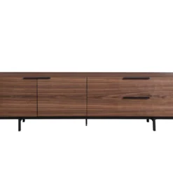 Meuble TV TAYRON 200cm - 2 Portes & 2 Tiroirs - MDF & Pieds Métal - Coloris Noyer -Pas Cher Mobiliora Magasin meuble tv 270401