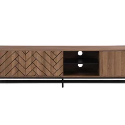 Meuble TV Avec 3 Portes Et 2 Niches - MDF - Naturel Et Noir - CARATANA -Pas Cher Mobiliora Magasin meuble tv 2875233