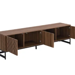 Meuble TV Avec 3 Portes Et 2 Niches - MDF - Naturel Et Noir - CARATANA -Pas Cher Mobiliora Magasin meuble tv 2875255