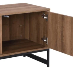 Meuble TV Avec 3 Portes Et 2 Niches - MDF - Naturel Et Noir - CARATANA -Pas Cher Mobiliora Magasin meuble tv 2875265