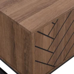 Meuble TV Avec 3 Portes Et 2 Niches - MDF - Naturel Et Noir - CARATANA -Pas Cher Mobiliora Magasin meuble tv 2875281