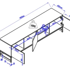 Meuble TV Avec 3 Portes Et 2 Niches - MDF - Naturel Et Noir - CARATANA -Pas Cher Mobiliora Magasin meuble tv 2875295