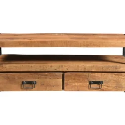 Meuble TV HARLEM - 2 Tiroirs & 1 Niche - Bois De Manguier & Métal -Pas Cher Mobiliora Magasin meuble tv 295889