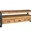 Meuble TV Avec 3 Tiroirs Et 1 Niche En Bois De Manguier Et Métal Noir - Naturel Clair - HARLEM -Pas Cher Mobiliora Magasin meuble tv 295909
