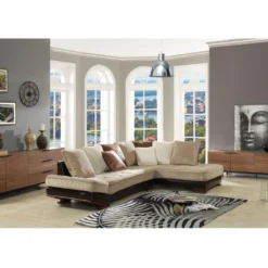 Meuble TV TAYRON 200cm - 2 Portes & 2 Tiroirs - MDF & Pieds Métal - Coloris Noyer -Pas Cher Mobiliora Magasin meuble tv 300755